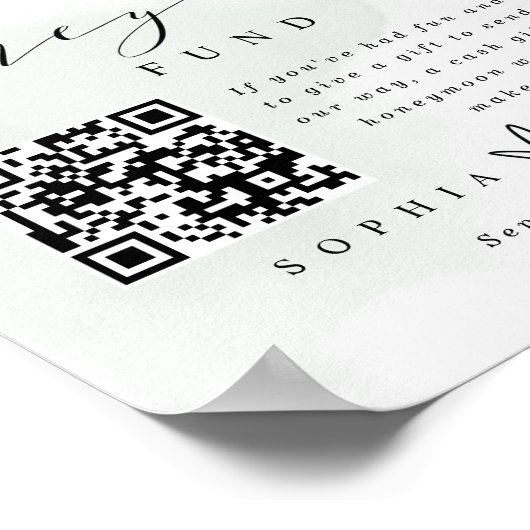 Greenery QR Code Honeymoon Weddenschap Poster (Hoek)
