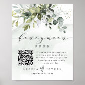 Greenery QR Code Honeymoon Weddenschap Poster (Voorkant)