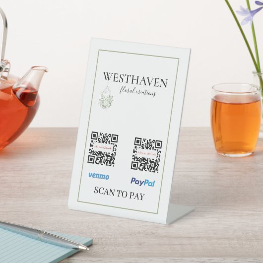 Greenery QR-code Scannen naar betaling Reclamebord Met Voetstuk (Insitu)