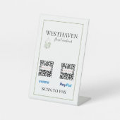 Greenery QR-code Scannen naar betaling Reclamebord Met Voetstuk (Voorkant)