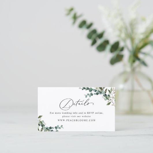 Greenery QR Code Wedding Details Enclosure Card Visitekaartje (Staand voorkant)