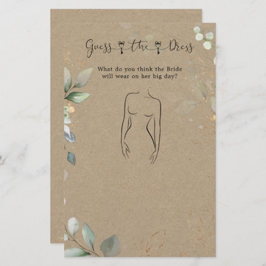 Greenery raadt de spelstatus van het dress-Vrijgez Briefpapier (Voorkant / Achterkant)