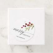 Greenery Red Berries Holiday Bedankjes Labels (In situ)