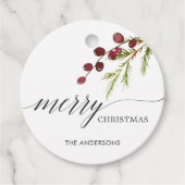 Greenery Red Berries Holiday Bedankjes Labels (Voorkant)