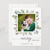 Greenery Red Berries Holiday Foto Briefkaart (Voorkant / Achterkant)