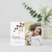 Greenery Red Berries Holiday Foto Briefkaart (Staand voorkant)