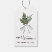 Greenery Red Berries Holiday Gift Labels Cadeaulabel (Voorkant)