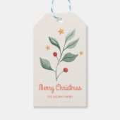 Greenery Red Berries Holiday Gift Labels Cadeaulabel (Voorkant)