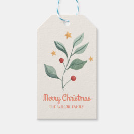Greenery Red Berries Holiday Gift Labels Cadeaulabel