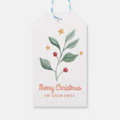Greenery Red Berries Holiday Gift Labels Cadeaulabel (Achterkant)
