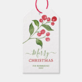 Greenery Red Berries kerstfeestdag Gift Labels Cadeaulabel (Voorkant)