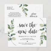 Greenery, red de nieuwe datum, bruiloft uitgesteld briefkaart (Voorkant / Achterkant)