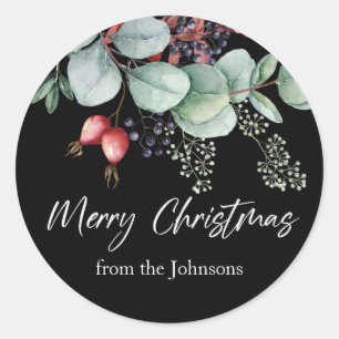 Greenery Red Green Black Kerst sticker