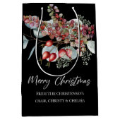 Greenery Red Green Black Merry kerst Medium Cadeauzakje (Voorkant)
