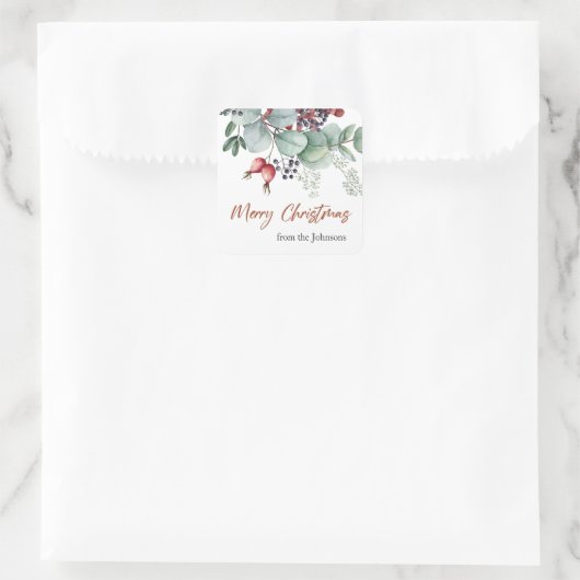 Greenery Red Green Kerst sticker (Tas)