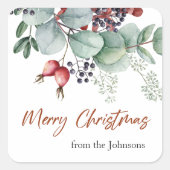 Greenery Red Green Kerst sticker (Voorkant)