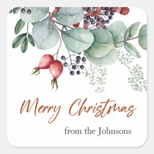 Greenery Red Green Kerst sticker