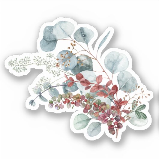 Greenery Red Green Kerst sticker (Voorkant)