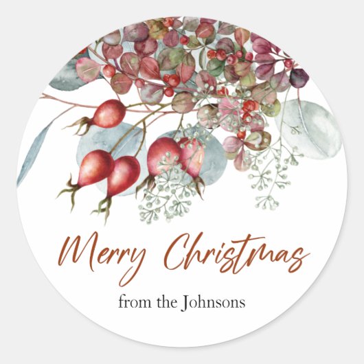 Greenery Red Green Kerst sticker (Voorkant)