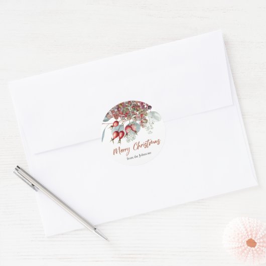 Greenery Red Green Kerst sticker (Envelop)