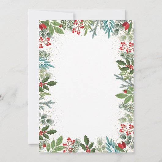 Greenery Red Holly Berries kerstBaby shower Kaart (Achterkant)