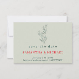 Greenery Red Indie Autumn Floral Save the date Kaart