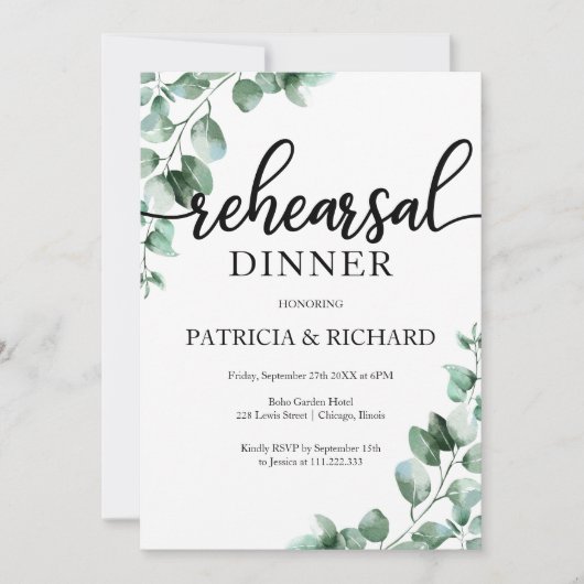 Greenery repetitie diner kaart (Voorkant)