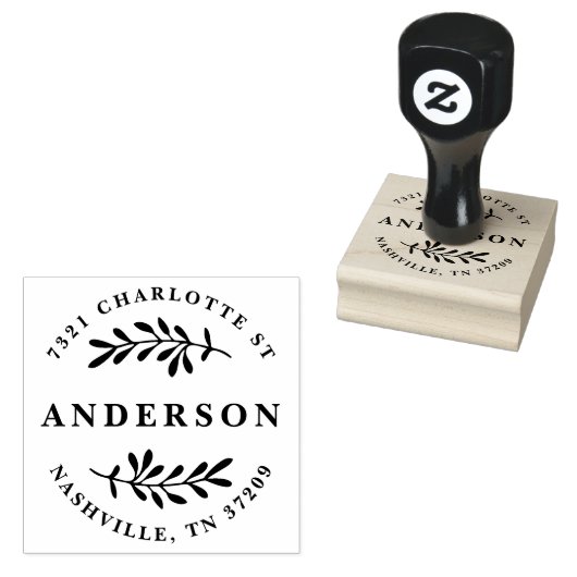 Greenery Retour Adresstempel Rubberstempel (Gestempeld)