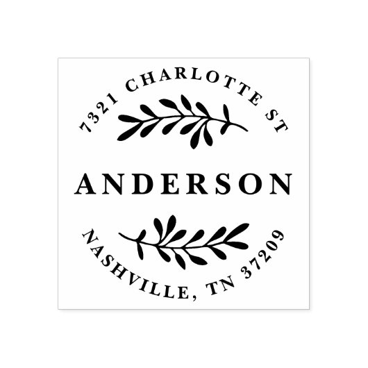 Greenery Retour Adresstempel Rubberstempel (Afrduk)