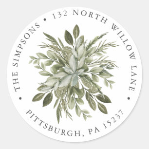  Greenery Return-adres Ronde Sticker