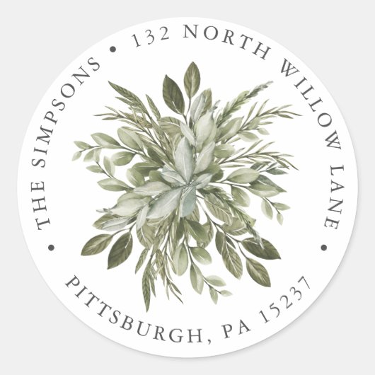  Greenery Return-adres Ronde Sticker (Voorkant)