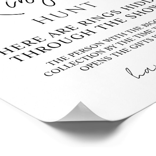 Greenery Ring Hunt Vrijgezellenfeest spel Poster (Hoek)