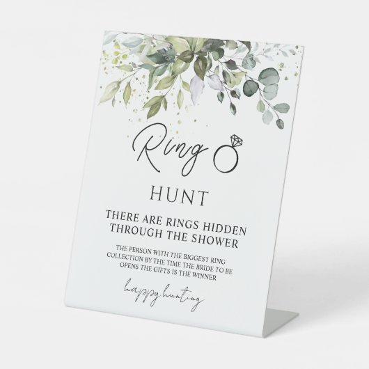 Greenery Ring Hunt Vrijgezellenfeest spel Reclamebord Met Voetstuk (Voorkant)