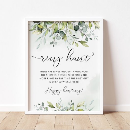 Greenery ringjacht vrijgezellenfeest game poster