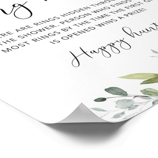 Greenery ringjacht vrijgezellenfeest game poster (Hoek)