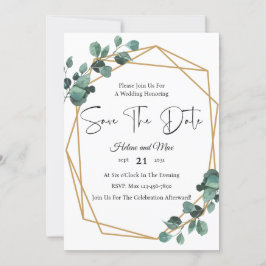 Greenery Romantic Photo Save The Date Invitation Kaart