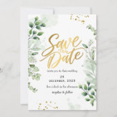 Greenery Romantic Save The Date Invitation Kaart (Voorkant)