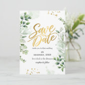Greenery Romantic Save The Date Invitation Kaart (Staand voorkant)