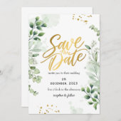 Greenery Romantic Save The Date Invitation Kaart (Voorkant / Achterkant)