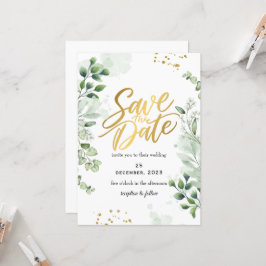 Greenery Romantic Save The Date Invitation Kaart
