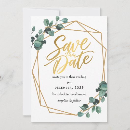 Greenery Romantic Save the Date Uitnodiging (Voorkant)