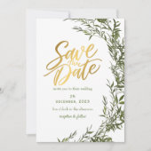 Greenery Romantic Save the Date Uitnodiging (Voorkant)