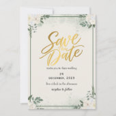 Greenery Romantic Save the Date Uitnodiging (Voorkant)