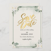 Greenery Romantic Save the Date Uitnodiging (Voorkant / Achterkant)