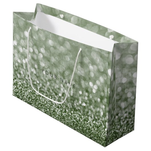 Greenery Rosmarin Cali Green Glitter Favor Gift Groot Cadeauzakje (Voorkant Gekanteld)