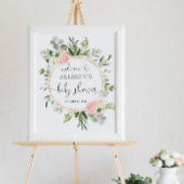 Greenery roze girl baby shower welkom bord poster