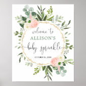 Greenery roze girl baby sprinkle welkomstbord poster (Voorkant)
