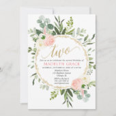 Greenery roze goudelegant meisje 2e verjaardag kaart (Voorkant)