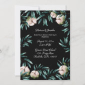 Greenery Rozen Black Background Elegant Wedding Kaart (Voorkant)
