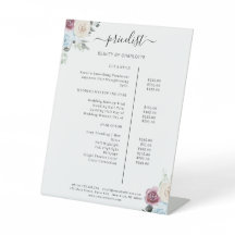 Greenery Rozen Salon Price List Pedestal Sign